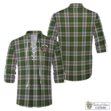 Hay White Dress Tartan Men's Scottish Traditional Jacobite Ghillie Kilt Shirt with Family Crest