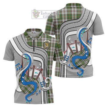 Hay White Dress Tartan Zipper Polo Shirt with Epic Bagpipe Style