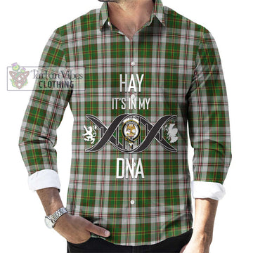 Hay White Dress Tartan Long Sleeve Button Shirt with Family Crest DNA In Me Style