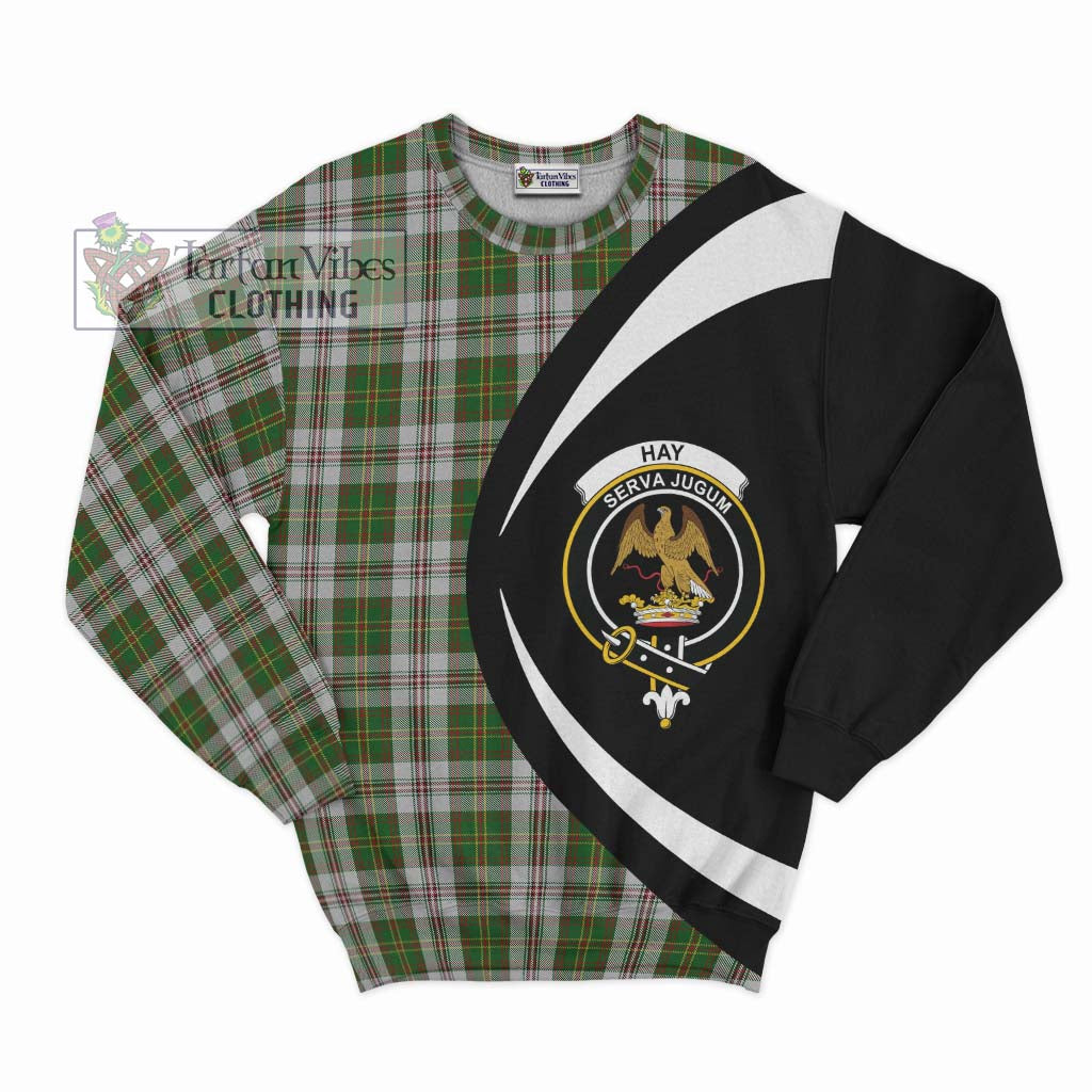 Hay White Dress Tartan Sweatshirt with Family Crest Circle Style Unisex - Tartan Vibes Clothing