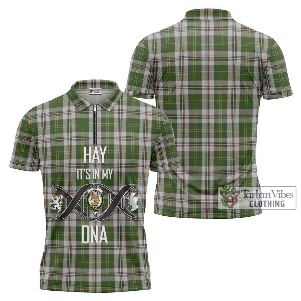 Hay White Dress Tartan Zipper Polo Shirt with Family Crest DNA In Me Style Unisex - Tartanvibesclothing Shop