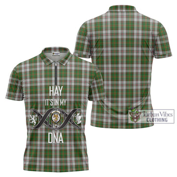 Hay White Dress Tartan Zipper Polo Shirt with Family Crest DNA In Me Style