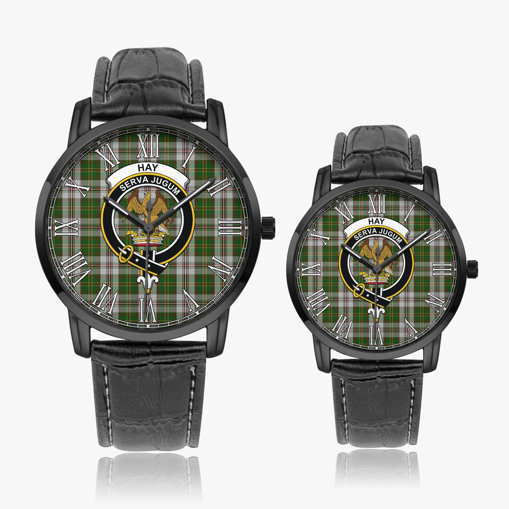 Hay White Dress Tartan Family Crest Leather Strap Quartz Watch - Tartanvibesclothing