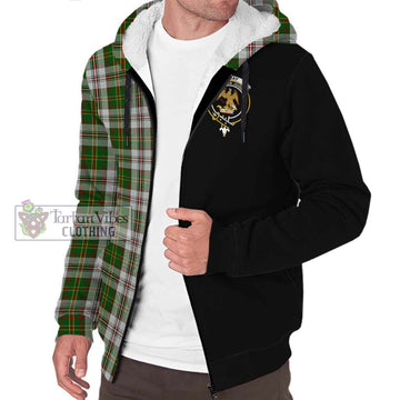 Hay White Dress Tartan Sherpa Hoodie with Family Crest and Half Of Me Style