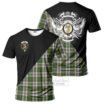 Hay White Dress Tartan T-Shirt with Family Crest and Military Logo Style