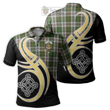 Hay White Dress Tartan Polo Shirt with Family Crest and Celtic Symbol Style