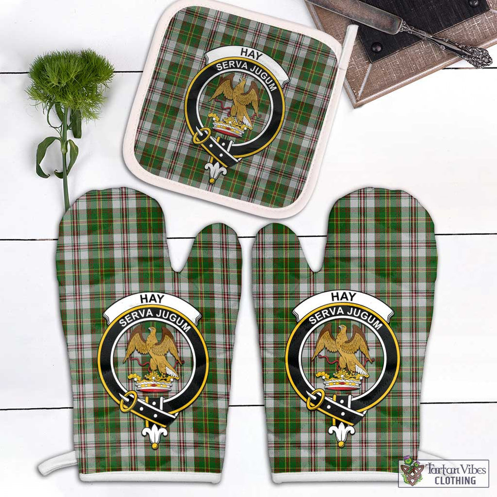 Hay White Dress Tartan Combo Oven Mitt & Pot-Holder with Family Crest Combo 1 Oven Mitt & 1 Pot-Holder White - Tartan Vibes Clothing