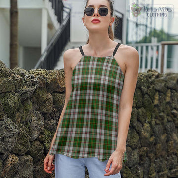 Hay White Dress Tartan Loose Halter Neck Camisole