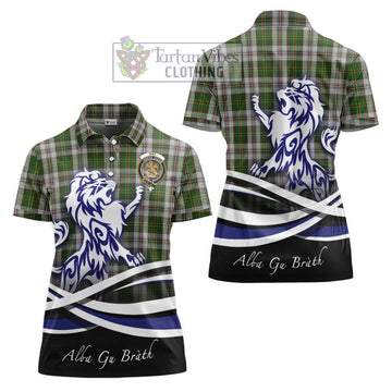 Hay White Dress Tartan Women's Polo Shirt with Alba Gu Brath Regal Lion Emblem