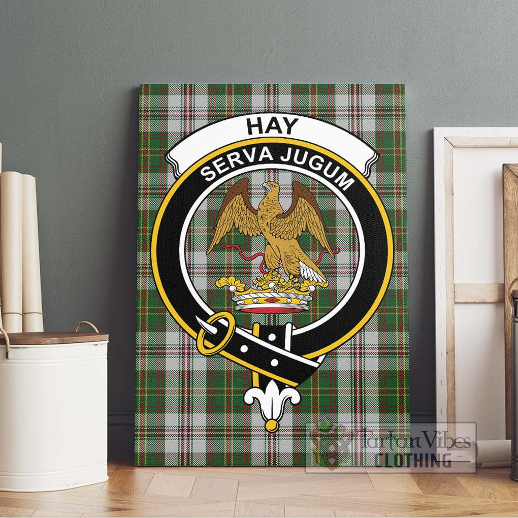 Hay White Dress Tartan Canvas Print Wall Art with Family Crest Without Frame - Tartan Vibes Clothing