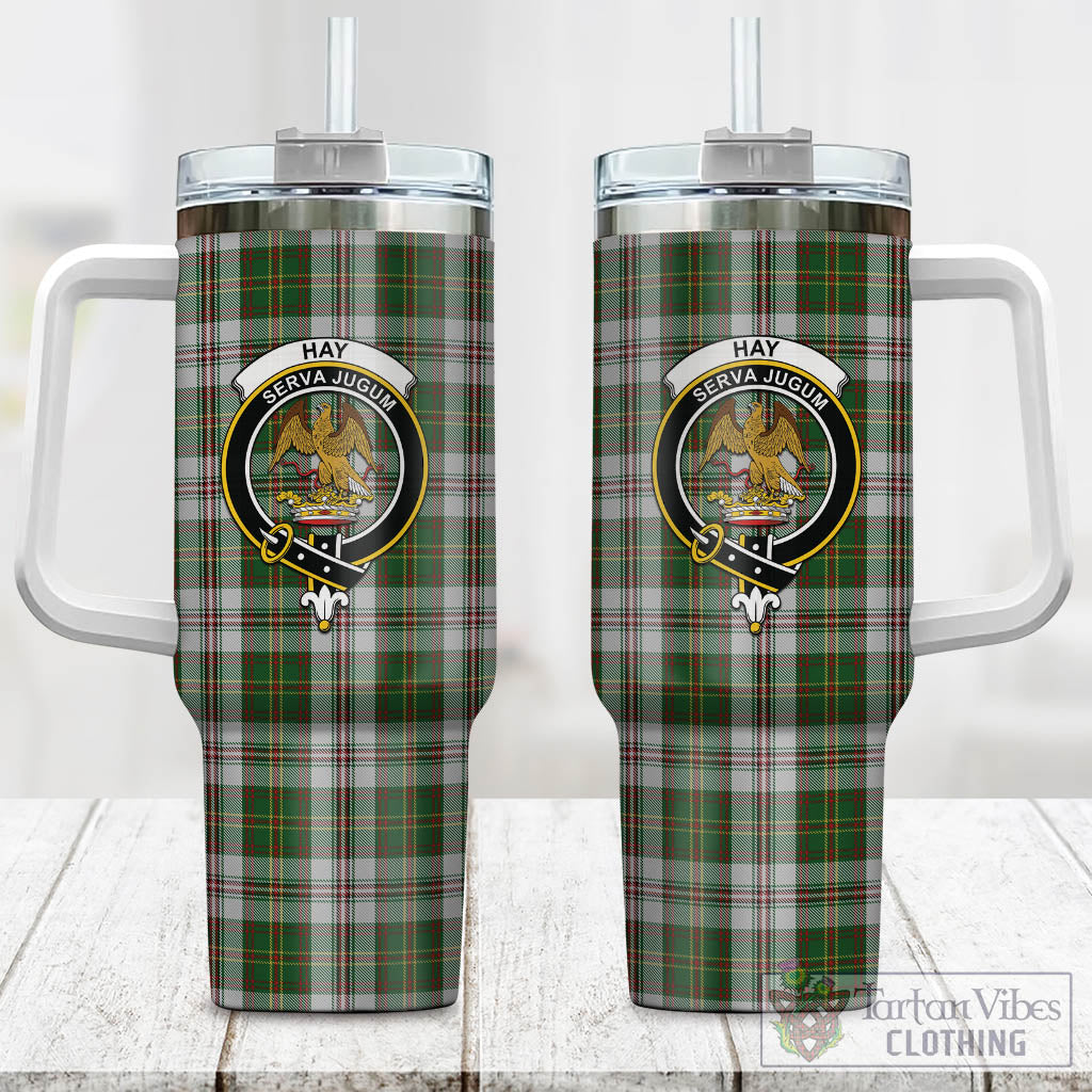 Tartan Vibes Clothing Hay White Dress Tartan and Family Crest Tumbler with Handle