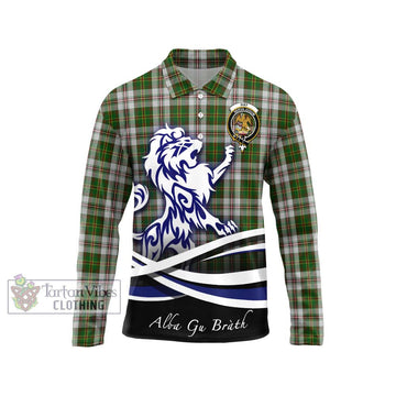 Hay White Dress Tartan Long Sleeve Polo Shirt with Alba Gu Brath Regal Lion Emblem