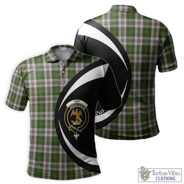 Hay White Dress Tartan Men's Polo Shirt with Family Crest Circle Style