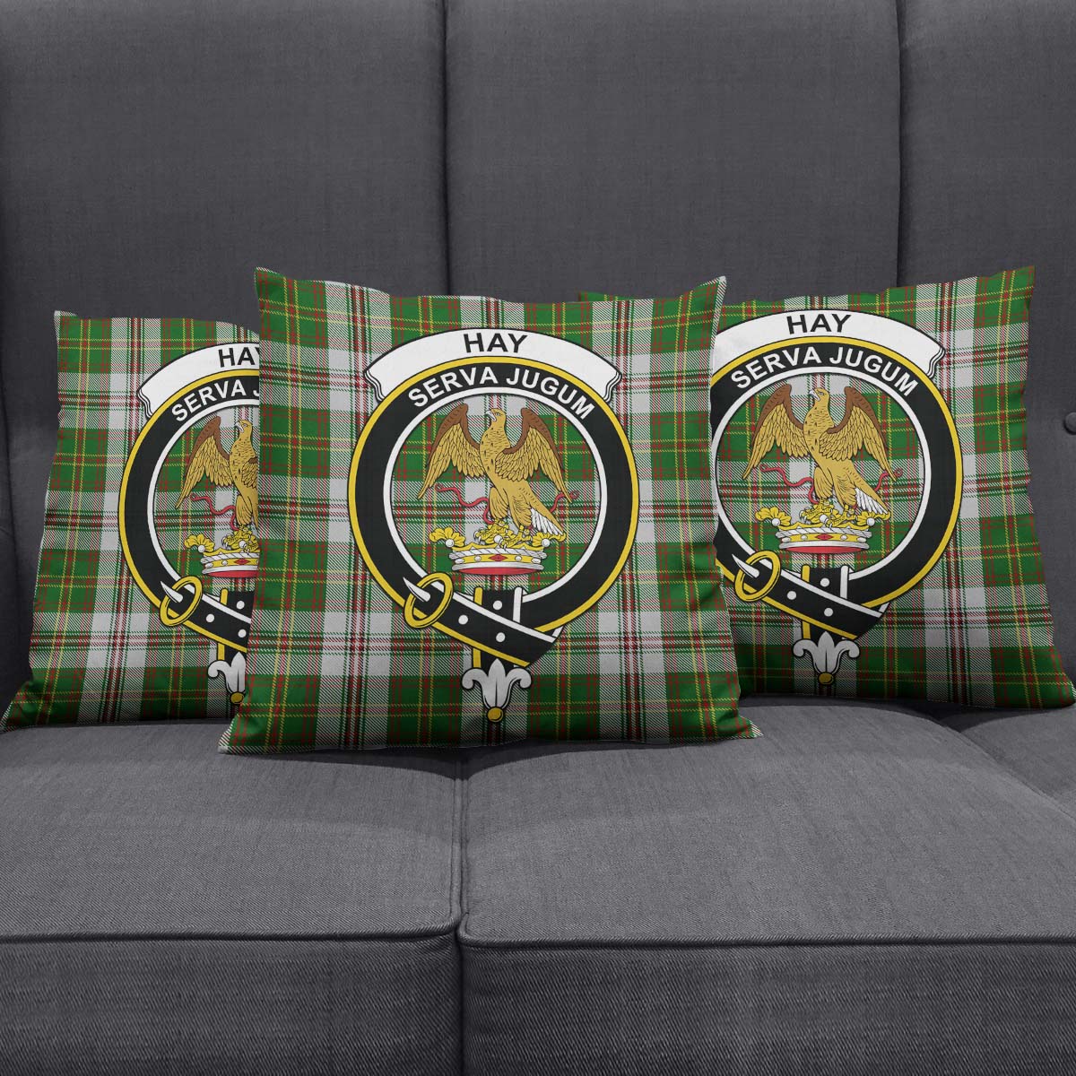 Hay White Dress Tartan Pillow Cover with Family Crest Square Pillow Cover - Tartanvibesclothing