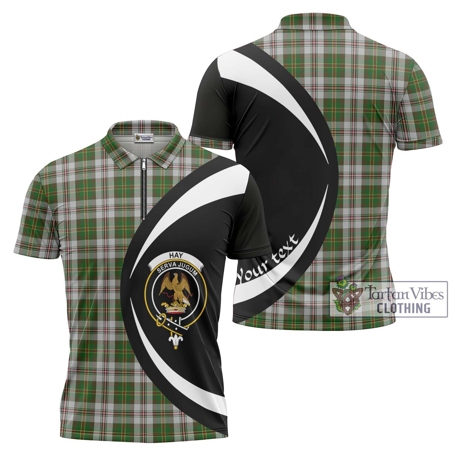 Tartan Vibes Clothing Hay White Dress Tartan Zipper Polo Shirt with Family Crest Circle Style