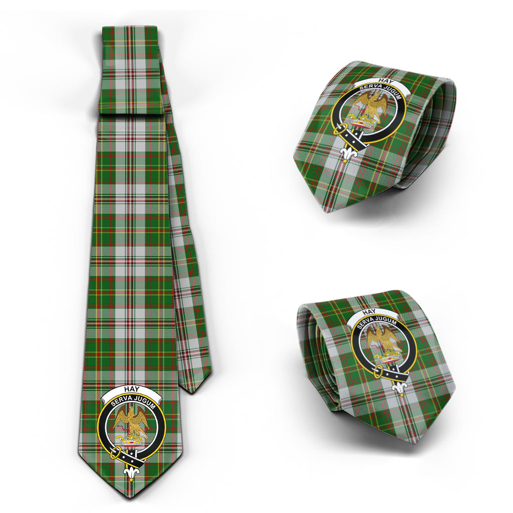 Hay White Dress Tartan Classic Necktie with Family Crest Necktie One Size - Tartan Vibes Clothing