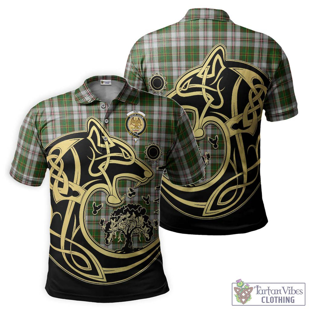 Hay White Dress Tartan Polo Shirt with Family Crest Celtic Wolf Style Kid - Tartanvibesclothing Shop