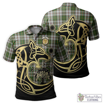 Hay White Dress Tartan Polo Shirt with Family Crest Celtic Wolf Style