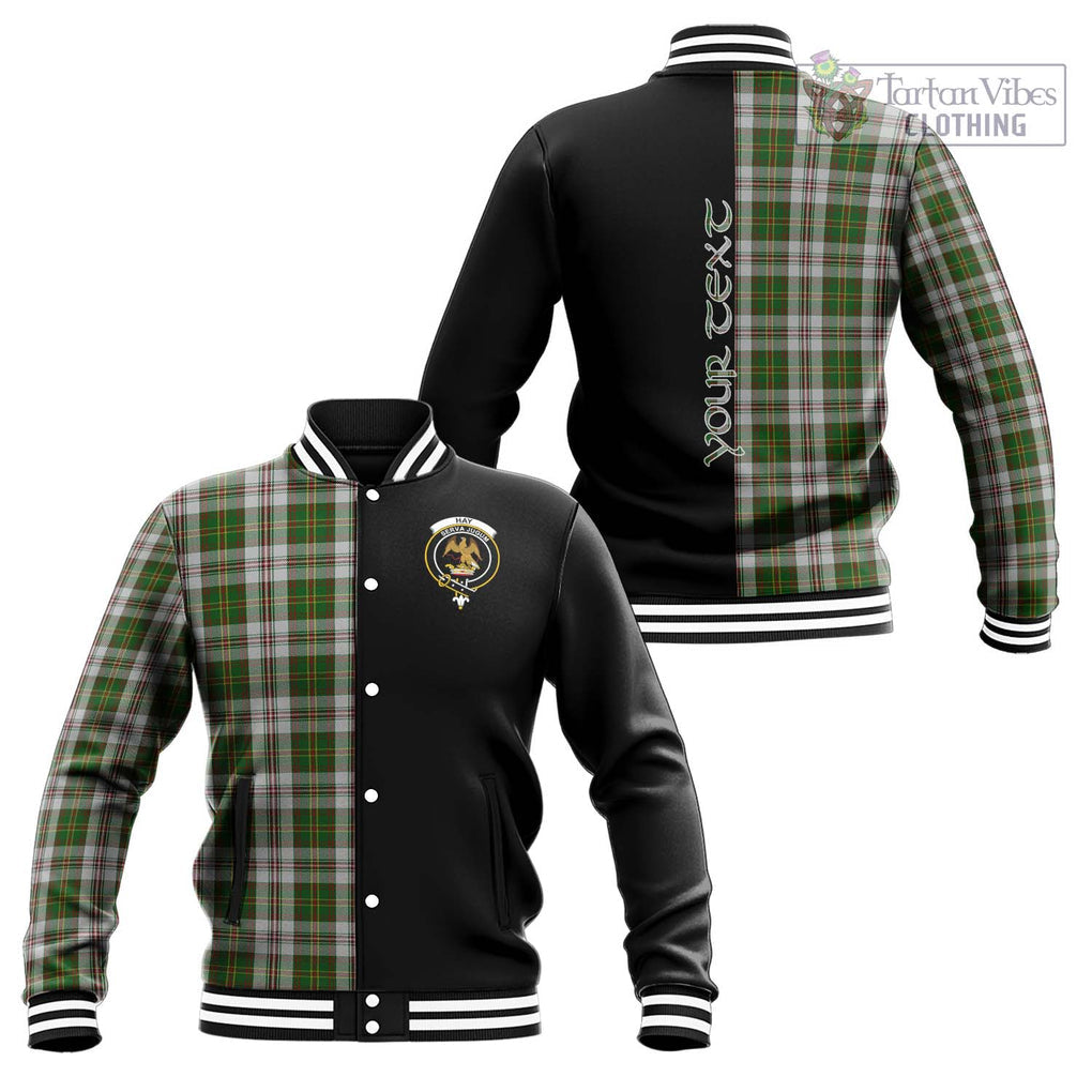 Hay White Dress Tartan Baseball Jacket with Family Crest and Half Of Me Style Unisex - Tartanvibesclothing Shop