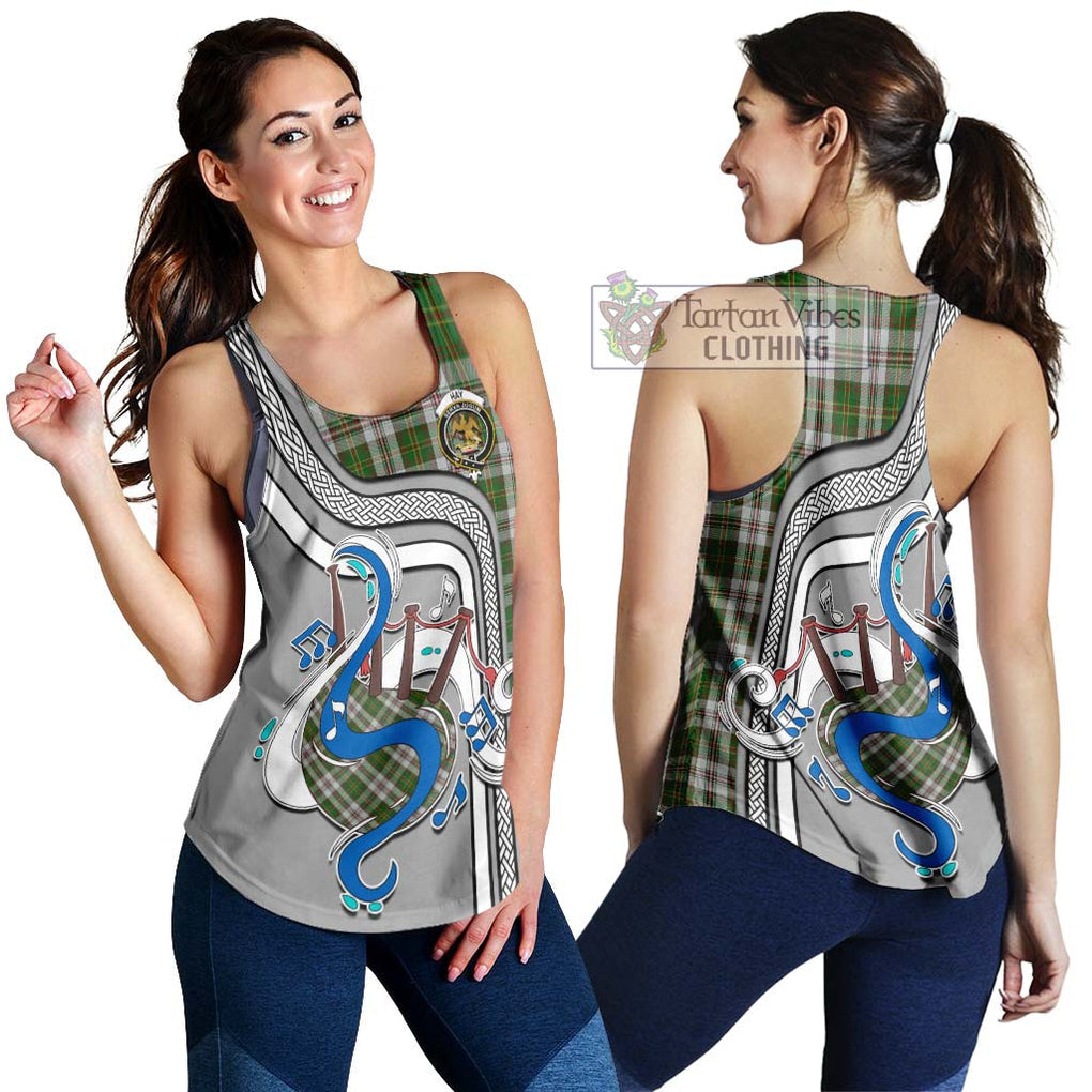 Hay White Dress Tartan Women's Racerback Tanks with Epic Bagpipe Style 4XL - Tartanvibesclothing Shop