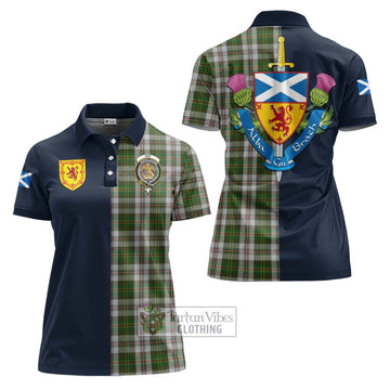 Hay White Dress Tartan Women's Polo Shirt Alba with Scottish Lion Royal Arm Half Style