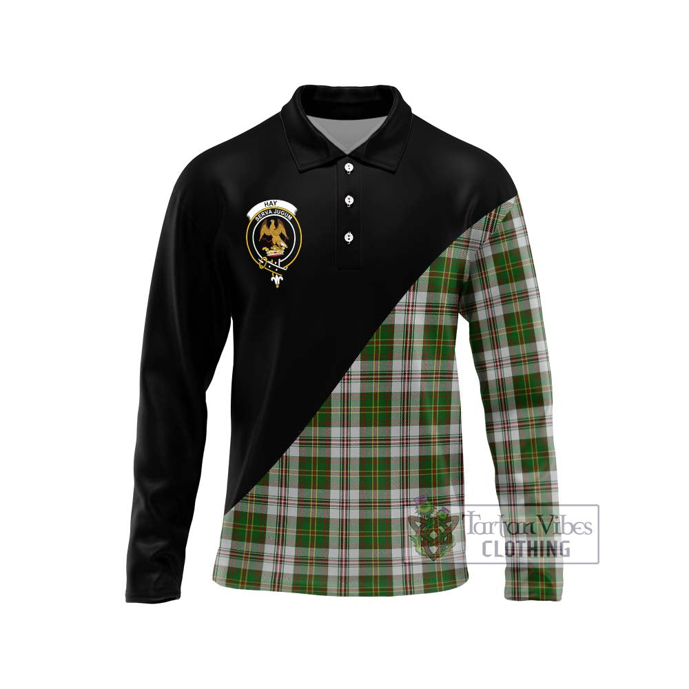 Hay White Dress Tartan Long Sleeve Polo Shirt with Family Crest and Military Logo Style Unisex - Tartanvibesclothing Shop