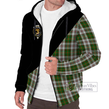 Hay White Dress Tartan Sherpa Hoodie with Family Crest and Military Logo Style