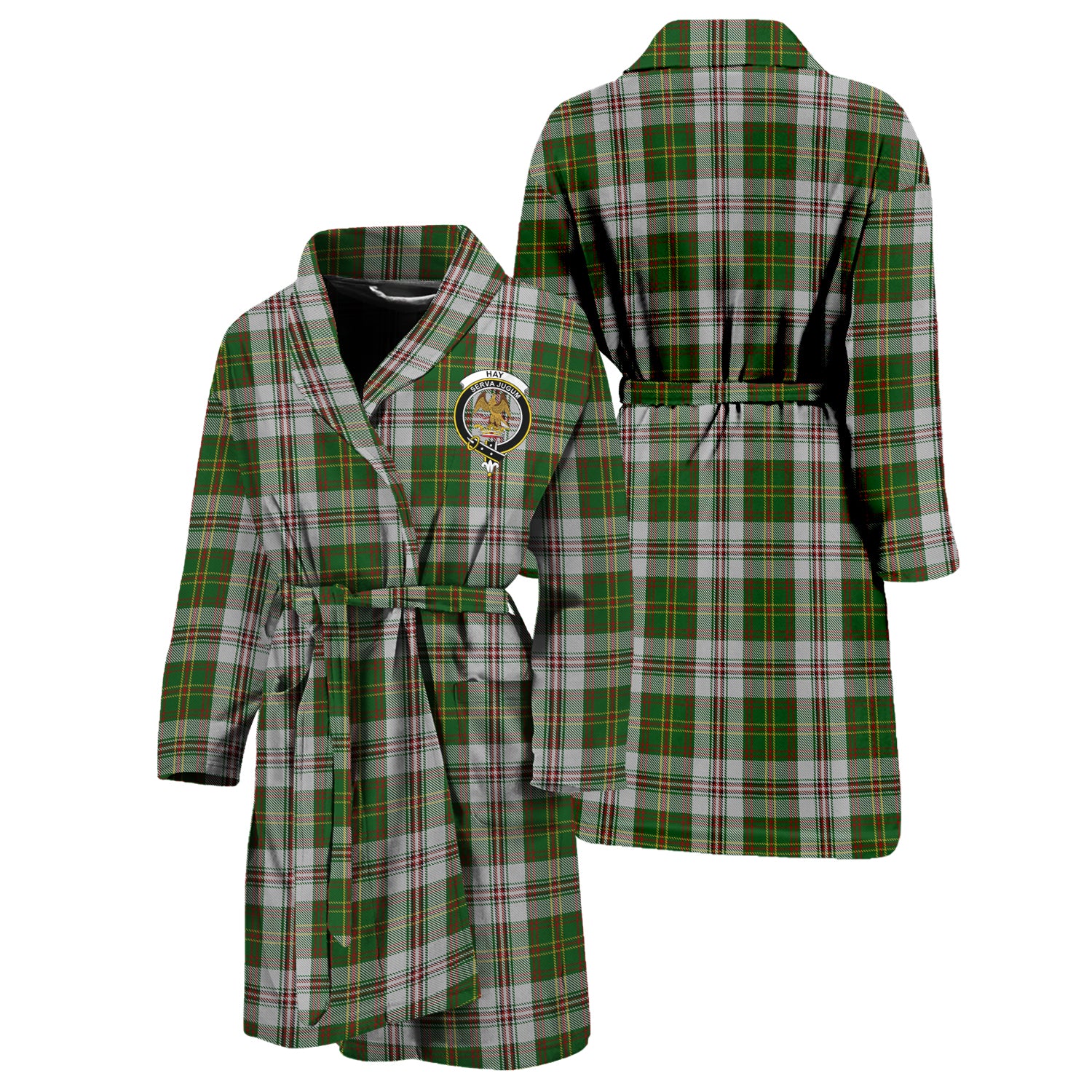 Hay White Dress Tartan Bathrobe with Family Crest Unisex S - Tartan Vibes Clothing