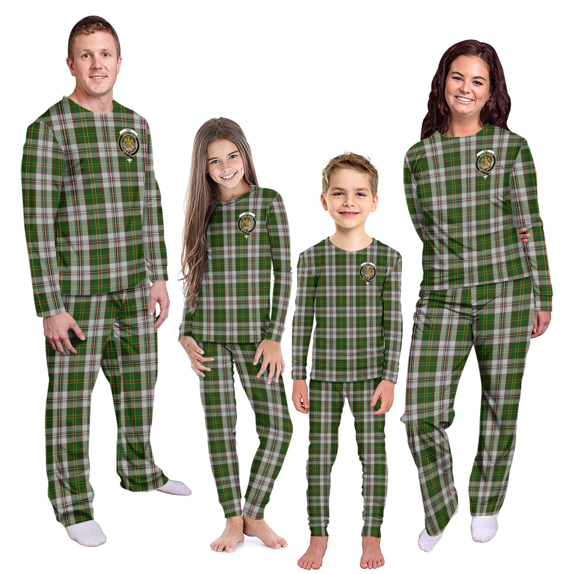 Hay White Dress Tartan Pajamas Family Set with Family Crest Kid - Tartan Vibes Clothing