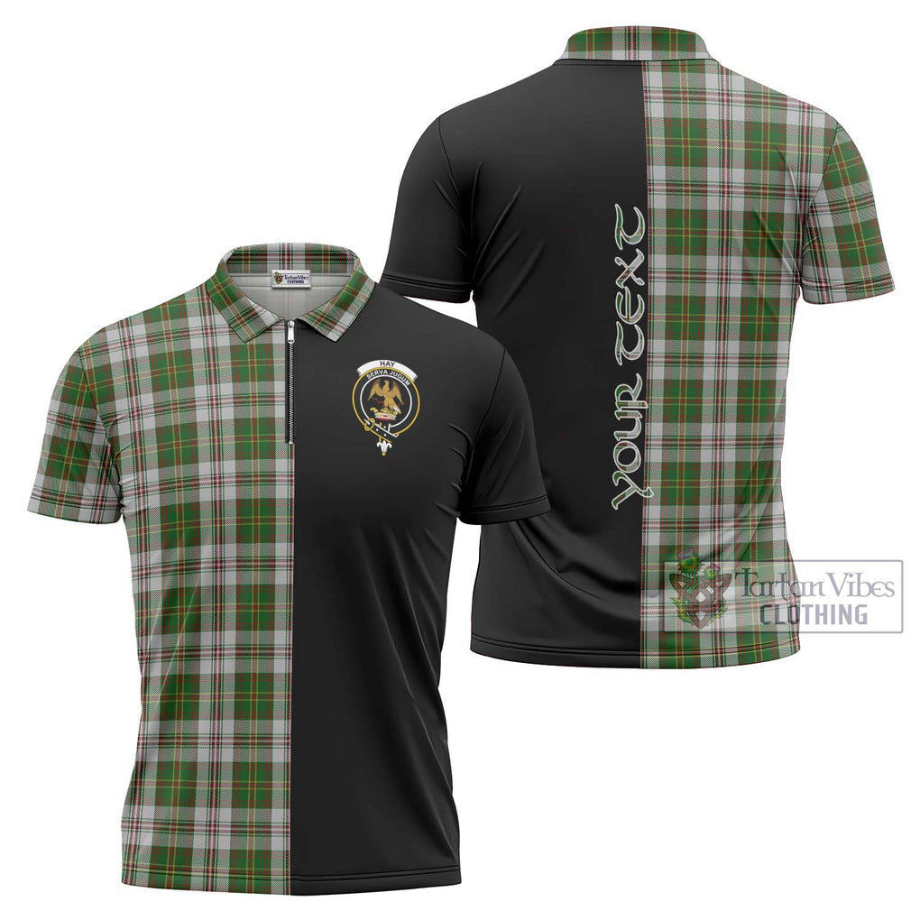 Hay White Dress Tartan Zipper Polo Shirt with Family Crest and Half Of Me Style Unisex - Tartanvibesclothing Shop