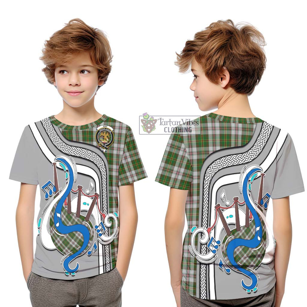 Tartan Vibes Clothing Hay White Dress Tartan Kid T-Shirt with Epic Bagpipe Style