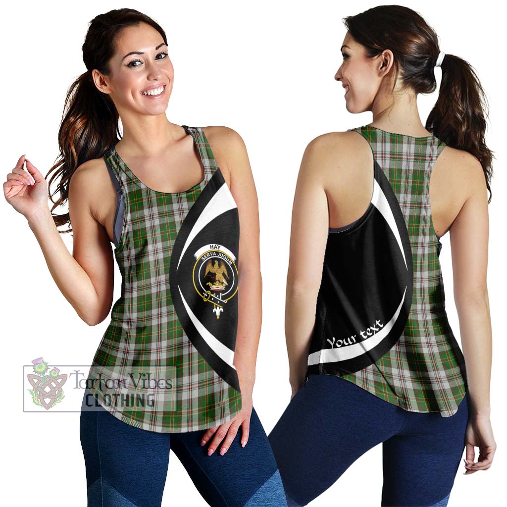 Hay White Dress Tartan Women's Racerback Tanks with Family Crest Circle Style 4XL - Tartan Vibes Clothing