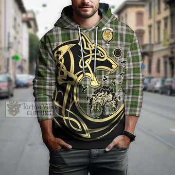 Hay White Dress Tartan Hoodie with Family Crest Celtic Wolf Style