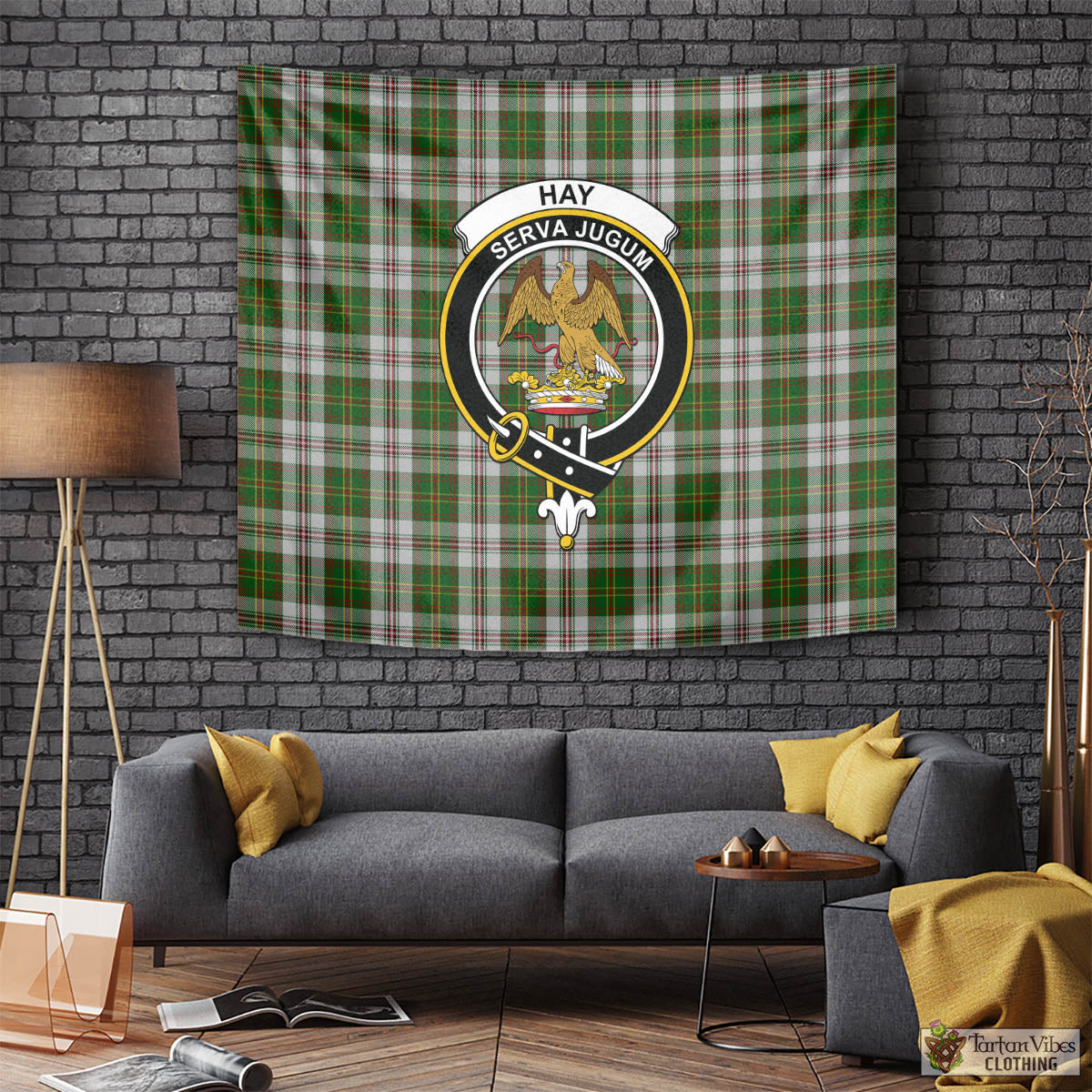 Tartan Vibes Clothing Hay White Dress Tartan Tapestry Wall Hanging and Home Decor for Room with Family Crest