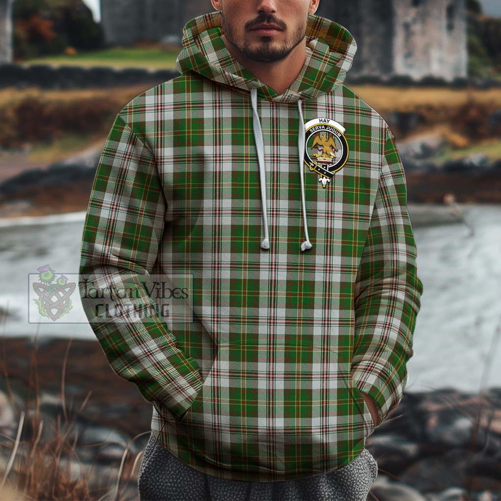 Hay White Dress Tartan Cotton Hoodie with Family Crest Pullover Hoodie XS - Tartan Vibes Clothing