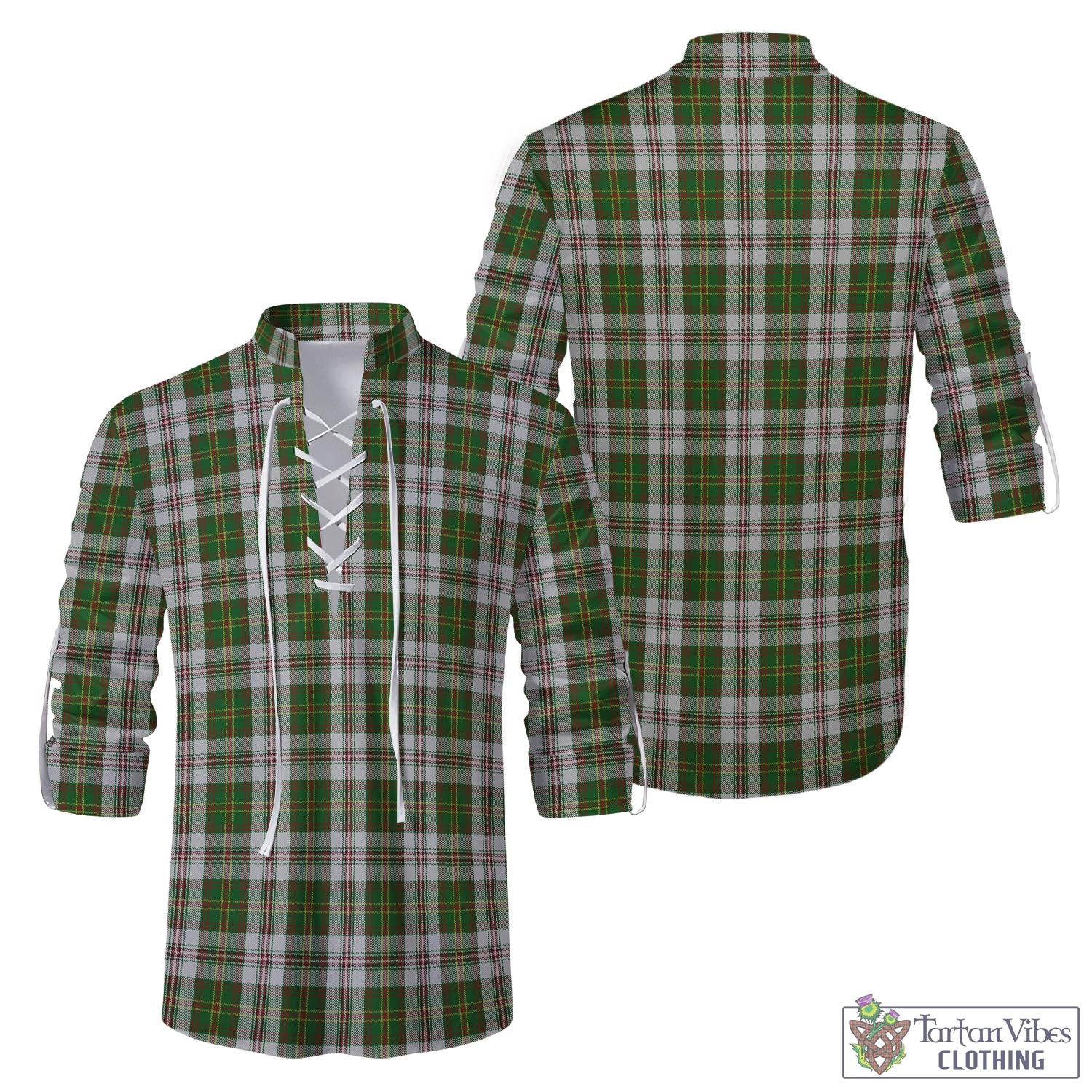 Tartan Vibes Clothing Hay White Dress Tartan Men's Scottish Traditional Jacobite Ghillie Kilt Shirt