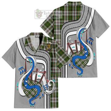 Hay White Dress Tartan Short Sleeve Button Shirt with Epic Bagpipe Style