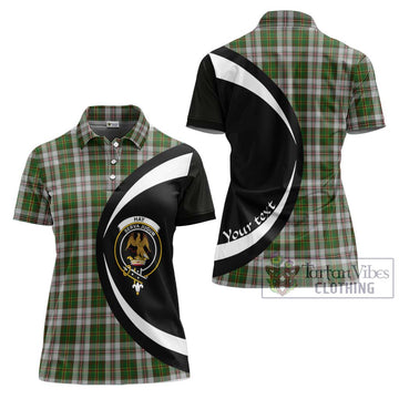 Hay White Dress Tartan Women's Polo Shirt with Family Crest Circle Style