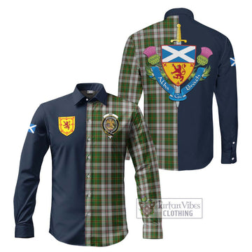 Hay White Dress Tartan Long Sleeve Button Shirt Alba with Scottish Lion Royal Arm Half Style