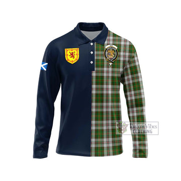 Hay White Dress Tartan Long Sleeve Polo Shirt Alba with Scottish Lion Royal Arm Half Style