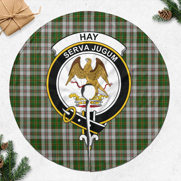 Hay White Dress Tartan Christmas Tree Skirt with Family Crest