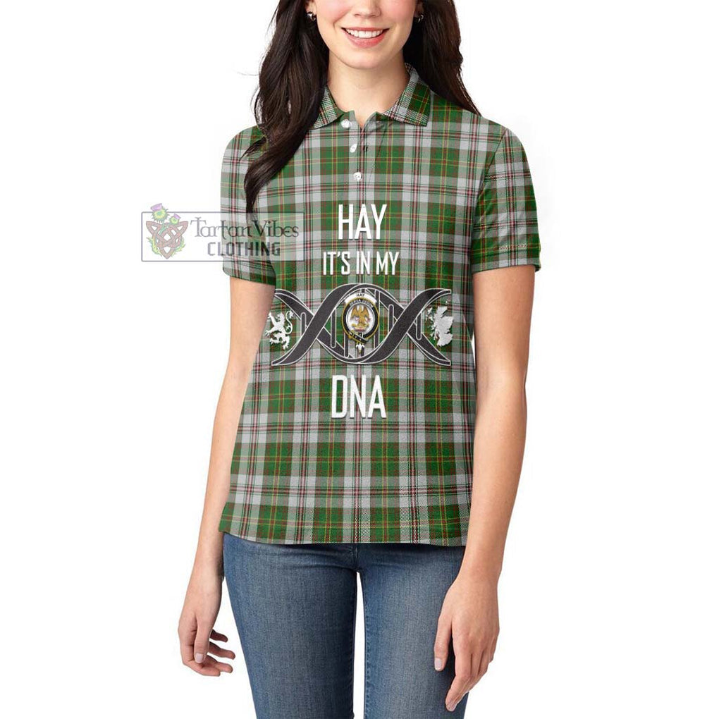 Hay White Dress Tartan Women's Polo Shirt with Family Crest DNA In Me Style Women - Tartanvibesclothing Shop