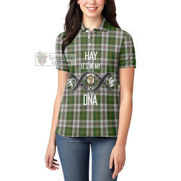 Hay White Dress Tartan Women's Polo Shirt with Family Crest DNA In Me Style