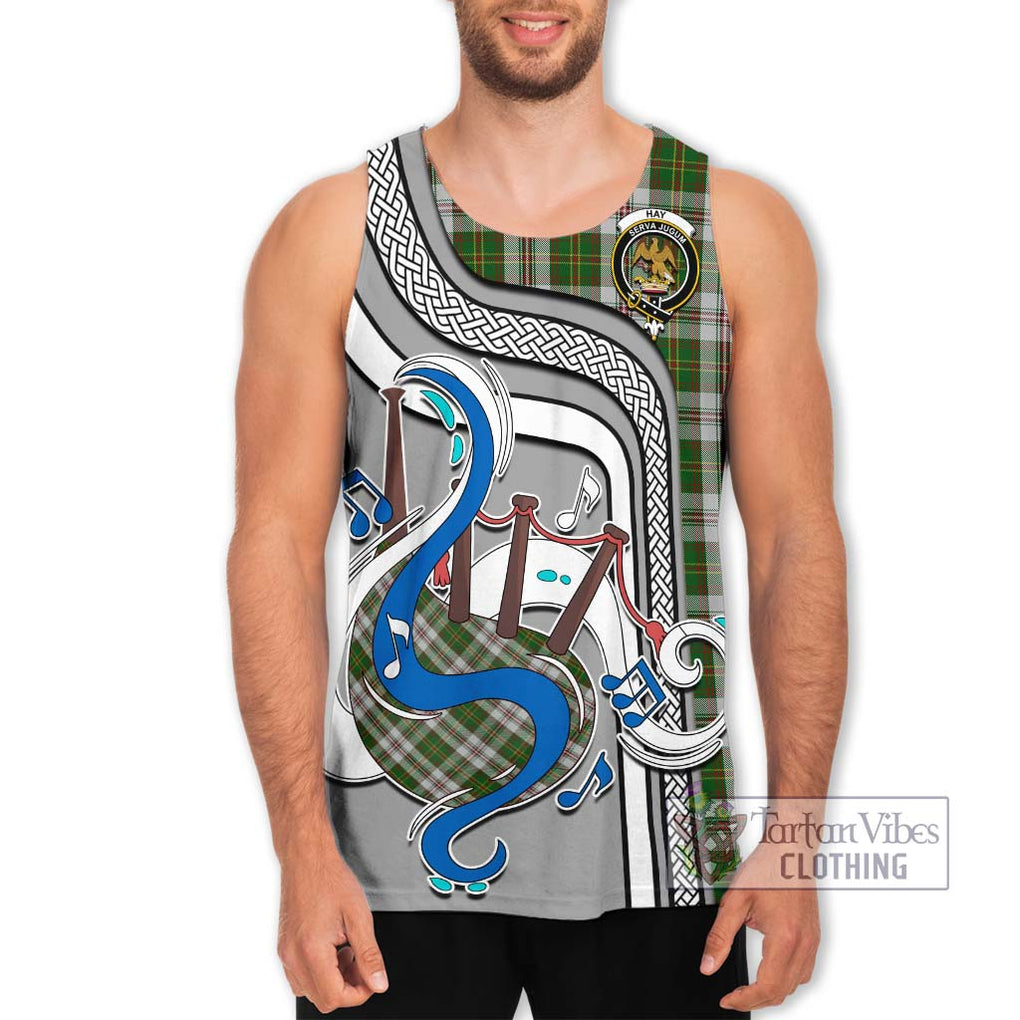 Hay White Dress Tartan Men's Tank Top with Epic Bagpipe Style Men - Tartanvibesclothing Shop