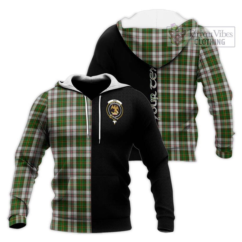 Hay White Dress Tartan Knitted Hoodie with Family Crest and Half Of Me Style Unisex Knitted Pullover Hoodie - Tartanvibesclothing Shop