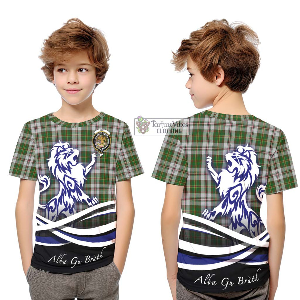 Hay White Dress Tartan Kid T-Shirt with Alba Gu Brath Regal Lion Emblem Youth XL Size14 - Tartanvibesclothing Shop