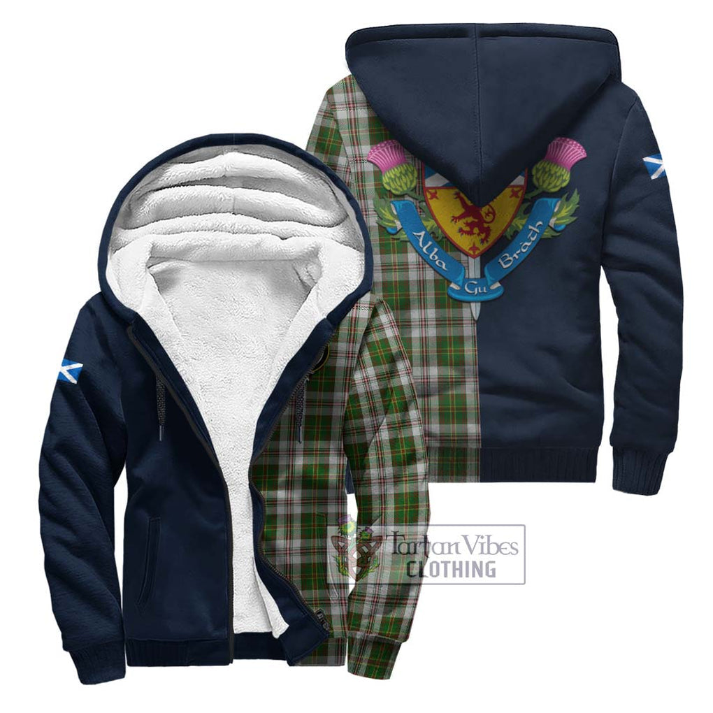 Tartan Vibes Clothing Hay White Dress Tartan Sherpa Hoodie with Scottish Lion Royal Arm Half Style