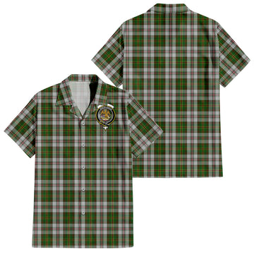 Hay White Dress Tartan Short Sleeve Button Down Shirt with Family Crest