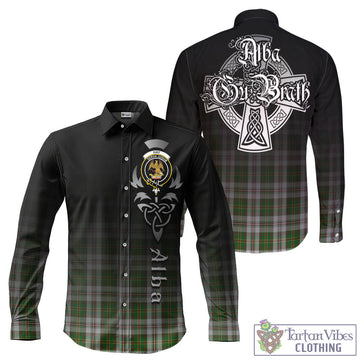 Hay White Dress Tartan Long Sleeve Button Up Featuring Alba Gu Brath Family Crest Celtic Inspired