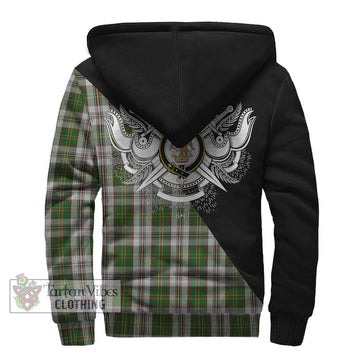 Hay White Dress Tartan Sherpa Hoodie with Family Crest and Military Logo Style